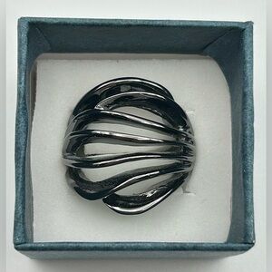 Premier Designs "All the Rage" Openwork Dome Ring with a Hematite Finish—Size 6